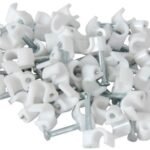 Noble 10mm Round Cable Clips with Nail Pack of 100 White